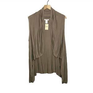 NEW NWT Coldwater Creek Waterfall Front Vest in Brown L